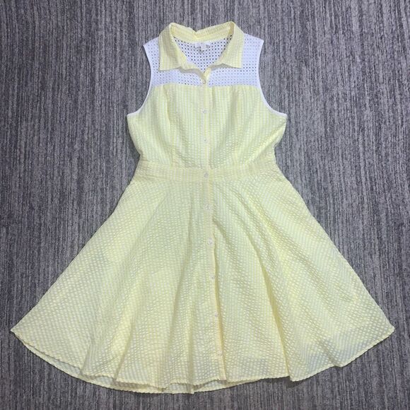 Charming Charlie Gingham &‎ Eyelet Summer Shirt Dress Small Girlhoodcore Pockets - Picture 1 of 7